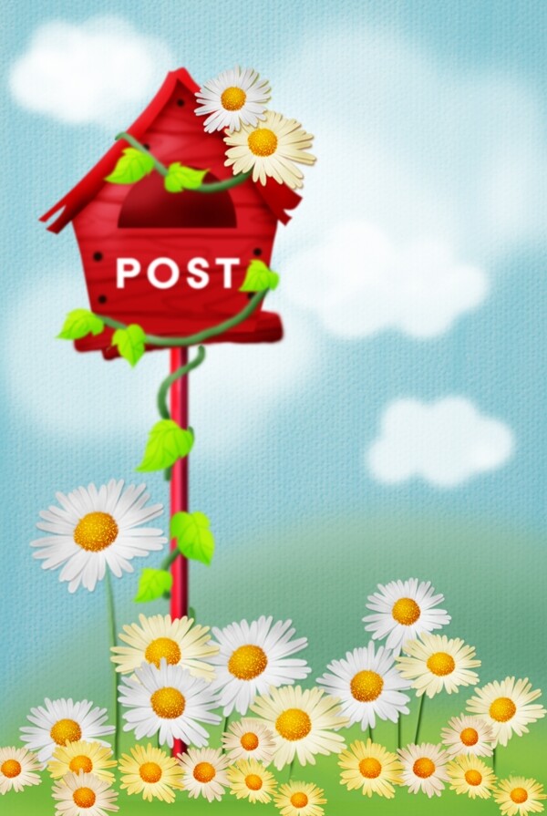 鲜花围绕的邮箱