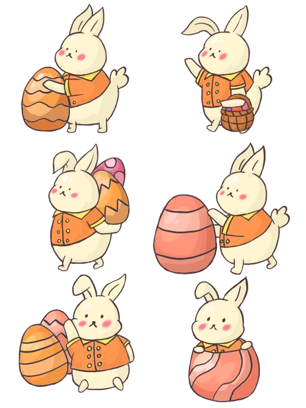 复活节可爱卡通复活节兔子元素