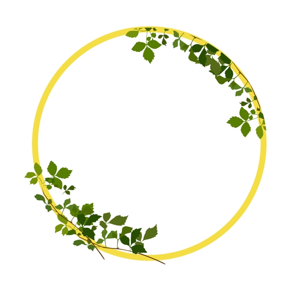 黄色圆形植物边框