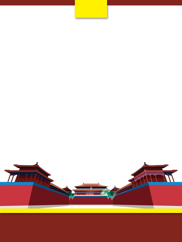 简约红色故宫新年旅游背景设计