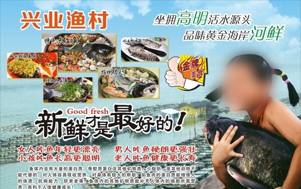河鲜大盆鱼海报展板图片