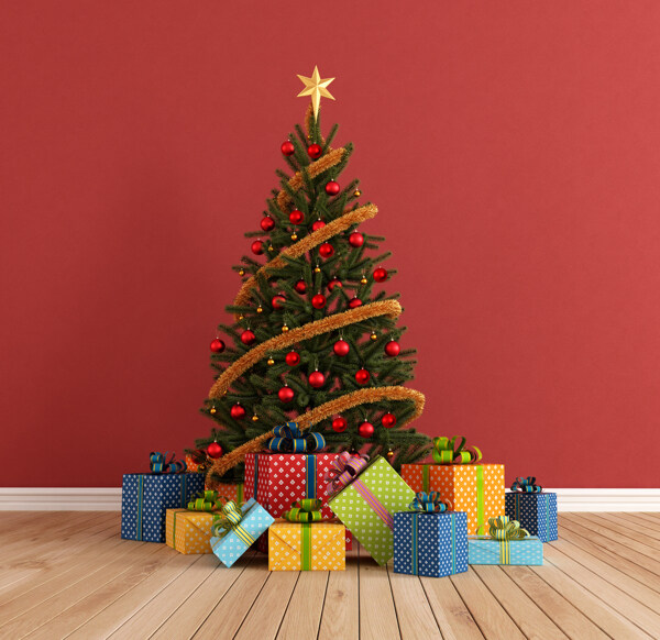 圣诞树与礼物图片