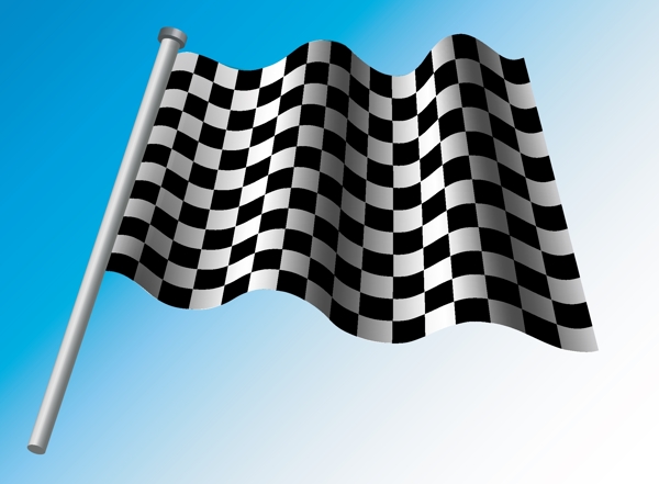 f1赛车旗帜与奖杯元素矢量素材
