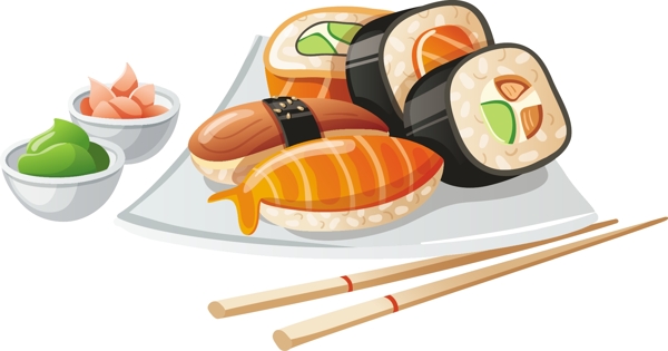 寿司美食矢量图