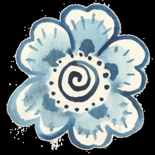 可爱蓝色花卉透明装饰素材
