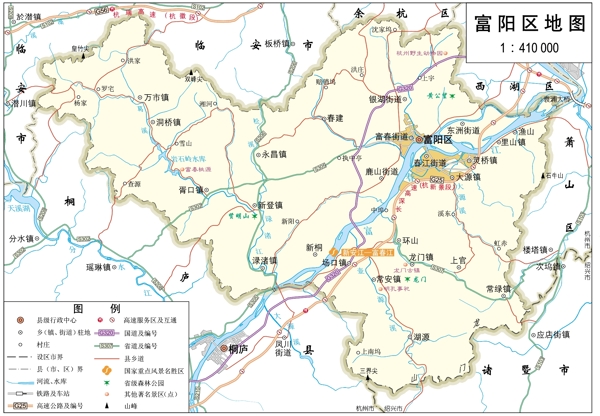 浙江杭州市富阳区标准地图32K