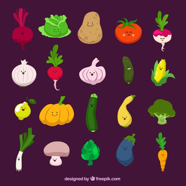 微笑蔬菜设计矢量图