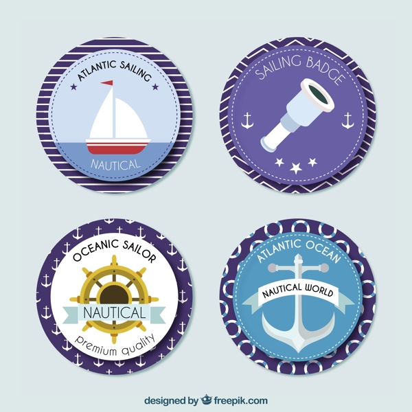平面设计中的圆形航海徽章