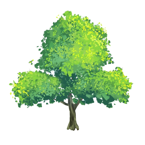 大树插画绿色夏季清新海报素材