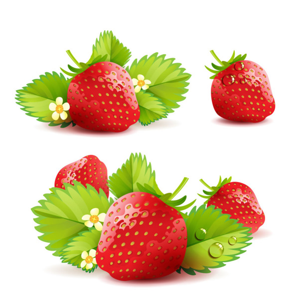 新鲜草莓元素背景矢量素材