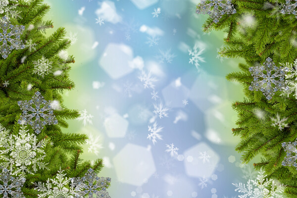 圣诞树与雪花装饰品图片