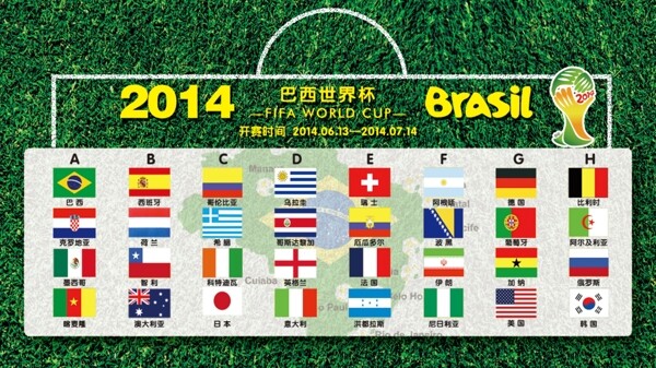 2014年巴西世界杯各国国旗时间表