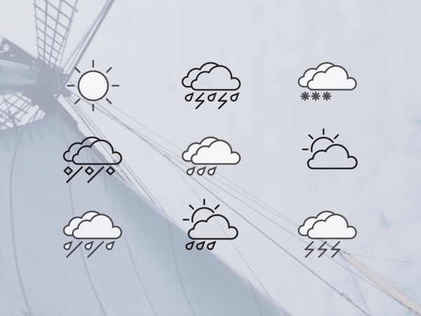 白色的天气控件网页图标设计