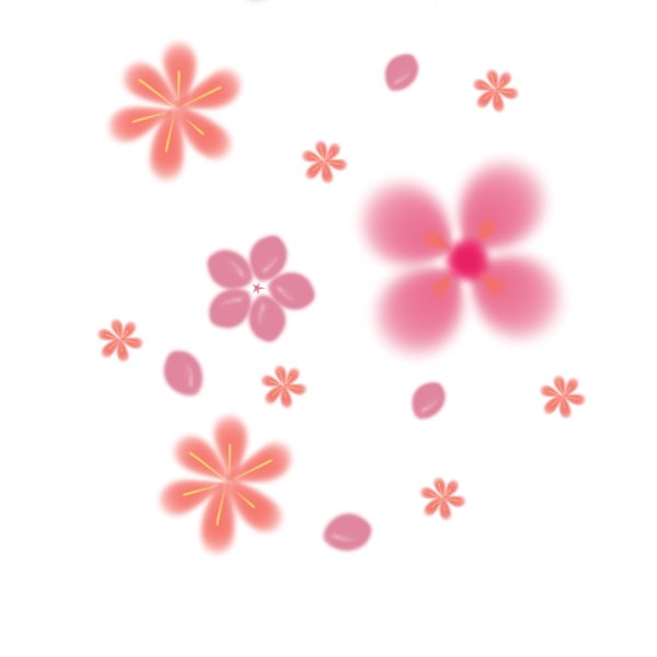 飘浮粉色橘色花瓣手绘