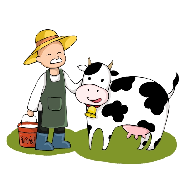 工作场景职业身份卡通插画牧场主养牛人