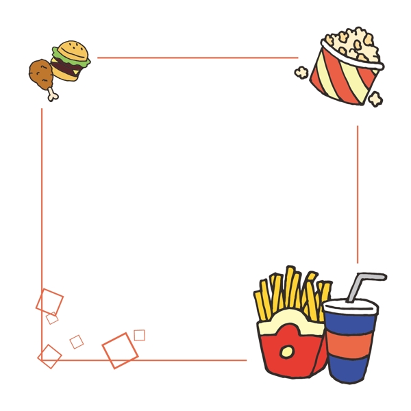卡通手绘素食快餐边框