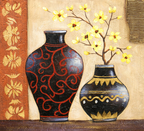古典花瓶油画