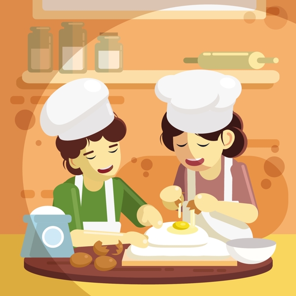 餐饮烹饪主题卡通插画