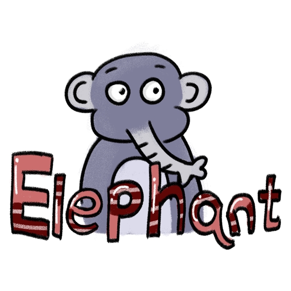大象简笔画手绘动物可商用元素