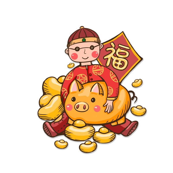 2019猪年大吉新年元素设计