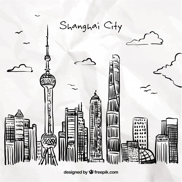 上海手绘城市剪影