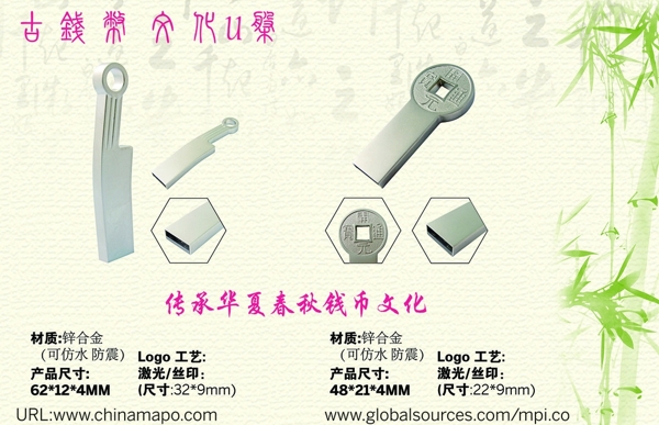 中国风古钱币U盘海报图片