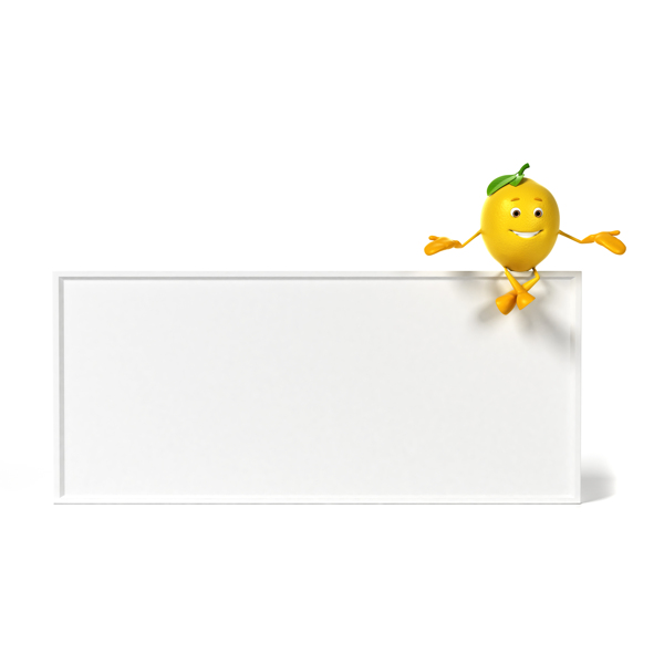 坐在白板上的柠檬