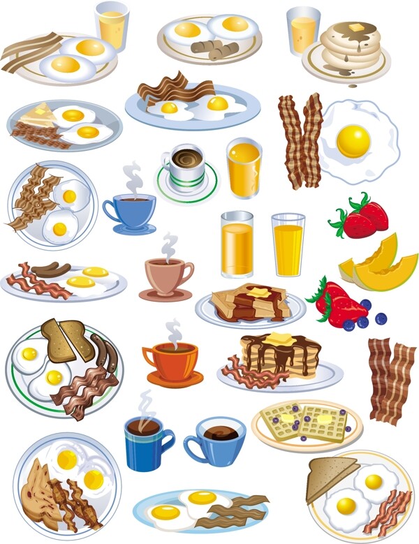英式早餐矢量图