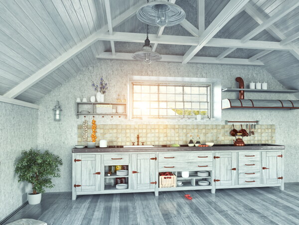 木结构房屋厨房内景图片