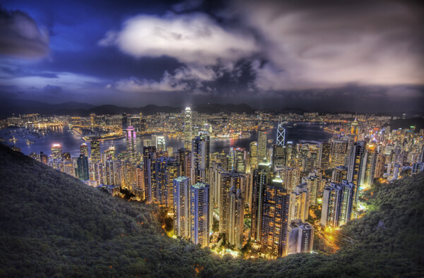 香港维多利亚港高清晰超级漂亮夜景照