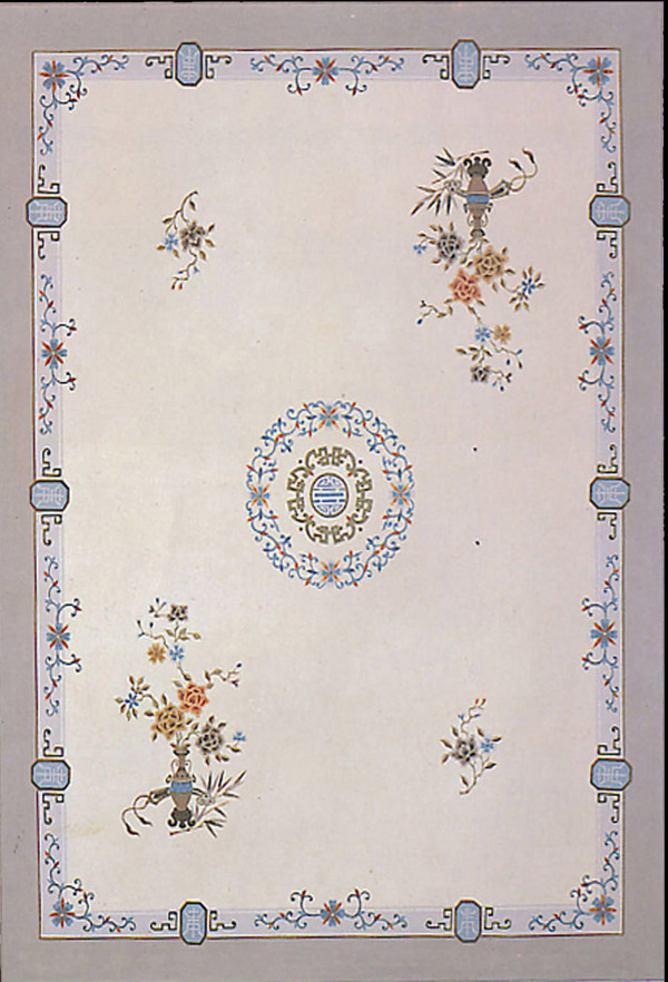 中式传统花卉做旧地毯图片