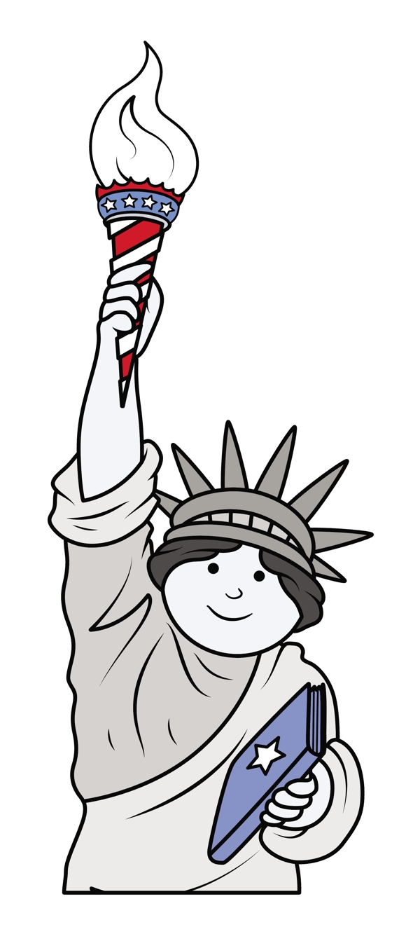 漫画自由女神像庆祝七月第四