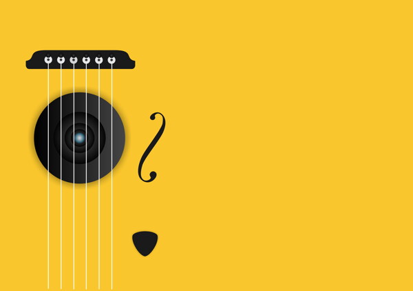 吉他背景黄色背景