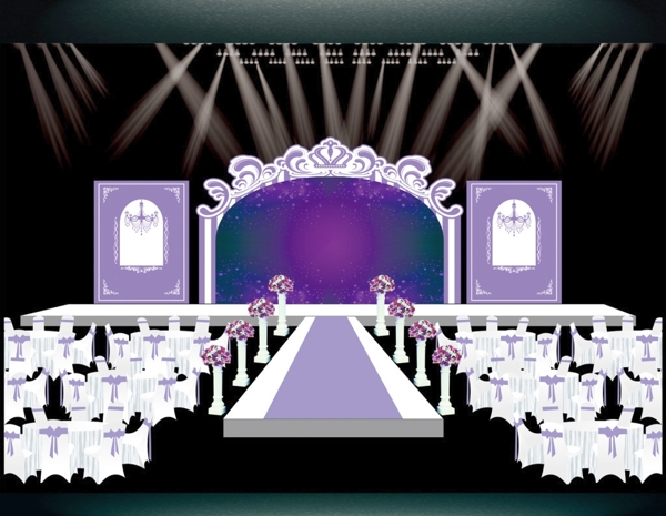 现代浪漫紫色婚礼舞台效果图