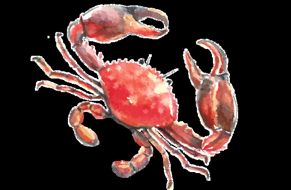 手绘中国风螃蟹元素