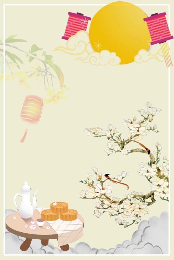 彩色创意传统中秋节背景