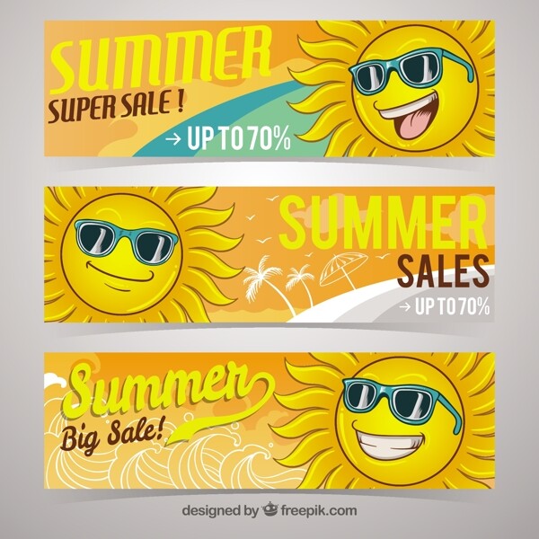 销售夏季横幅与伟大的太阳字符