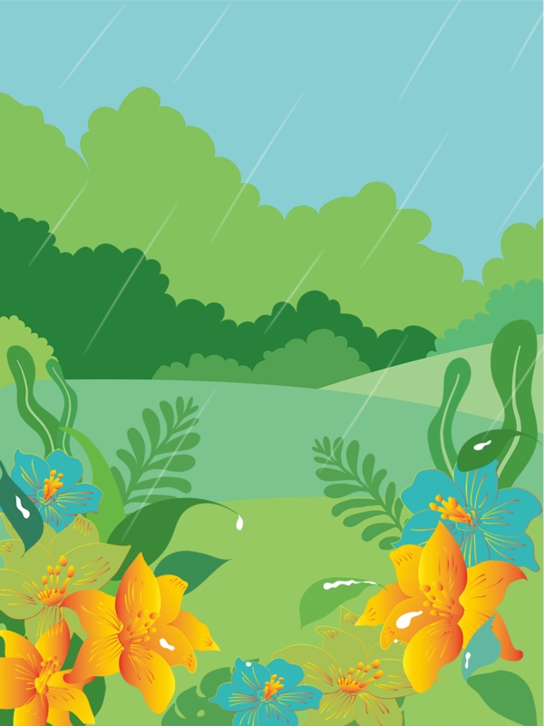 二十四节气谷雨植物插图背景