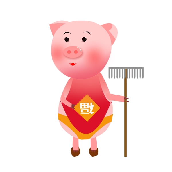 原创小猪粉红卡通可爱动物元素原创商用2019生肖猪猪年