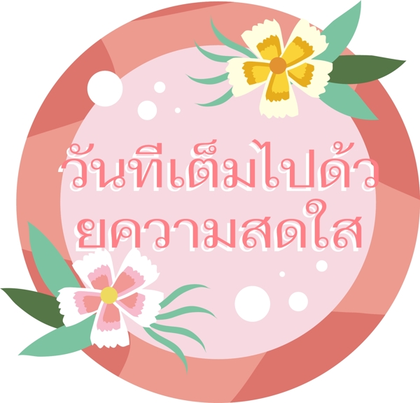 文本字体泰国天用在白色的明亮的桃红色花填装了