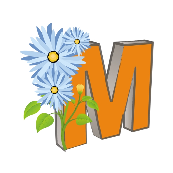 花卉矢量M字母