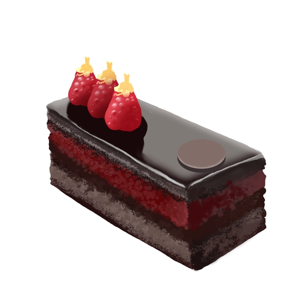 手绘写实蛋糕甜品巧克力草莓可商用