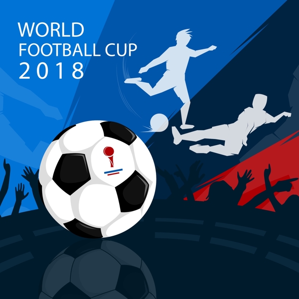 蓝色背景黑白足球世界杯足球元素