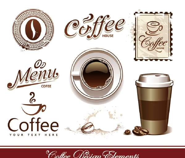 咖啡标签咖啡元素咖啡设计