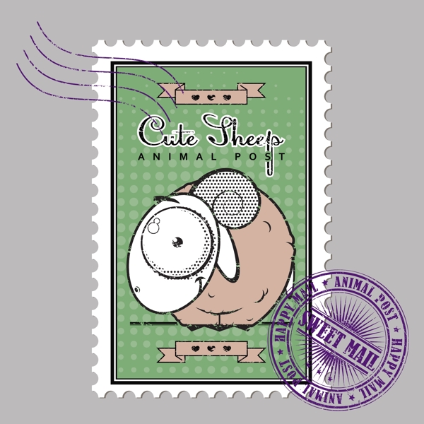卡通山羊邮票素材
