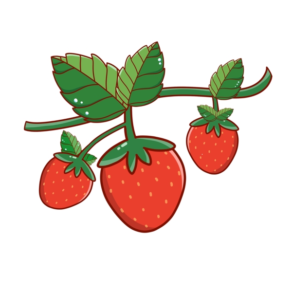 水彩手绘水果草莓三只