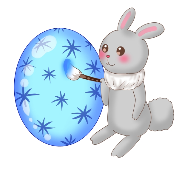 复活节灰色兔子插画