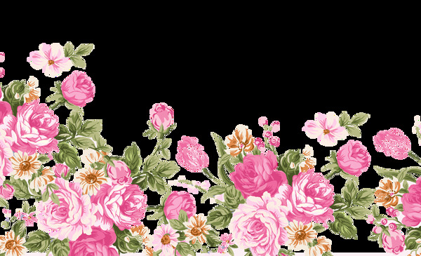 手绘卡通粉色花朵装饰素材