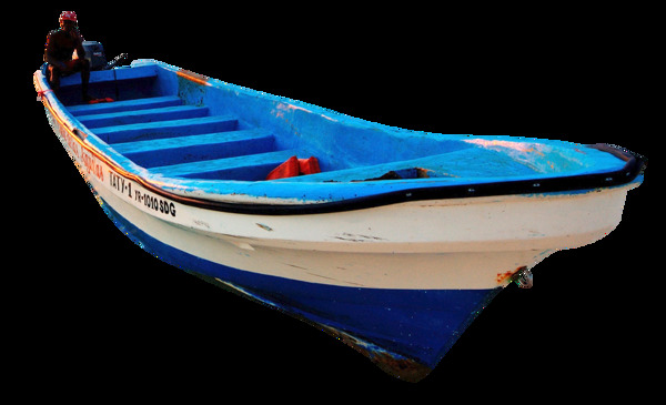 蓝色小渔船免抠png透明图层素材