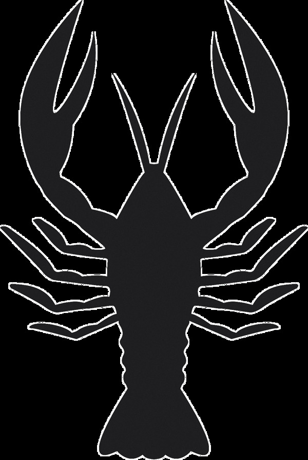 黑色龙虾蟹剪影免抠png透明图层素材